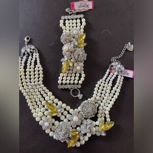Betsey Johnson Pearl and Rhinestone Set - NWT